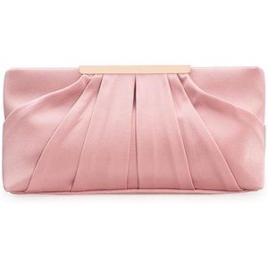 Clutch Evening Bag Elegant Pleated Satin Formal Handbag Simple Classy Purse
